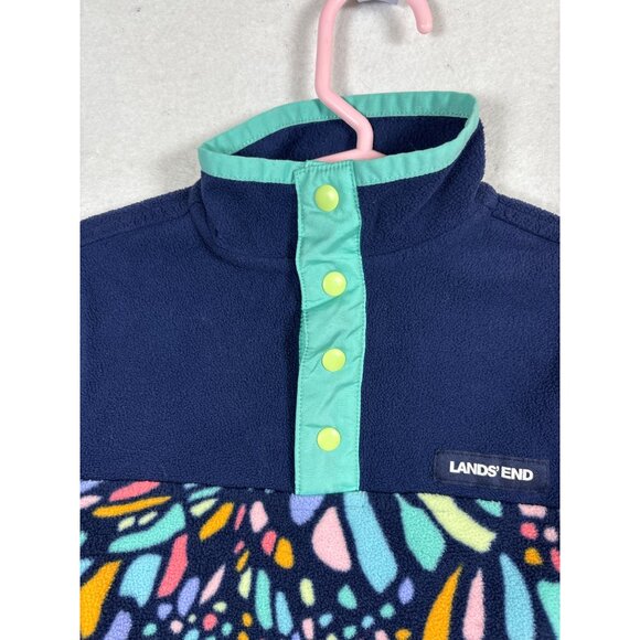 Lands End Kids Fleece Pullover XXS 2-3 Navy & Multicolor Pattern - Picture 3 of 10